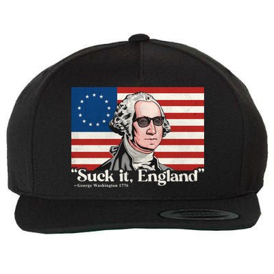 Funny 4th Of July Suck It England Patriotic 1776 USA Flag Wool Snapback Cap
