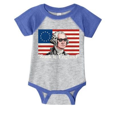 Funny 4th Of July Suck It England Patriotic 1776 USA Flag Infant Baby Jersey Bodysuit