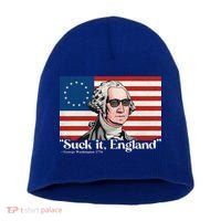 Funny 4th Of July Suck It England Patriotic 1776 USA Flag Short Acrylic Beanie