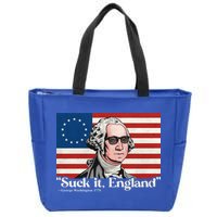 Funny 4th Of July Suck It England Patriotic 1776 USA Flag Zip Tote Bag