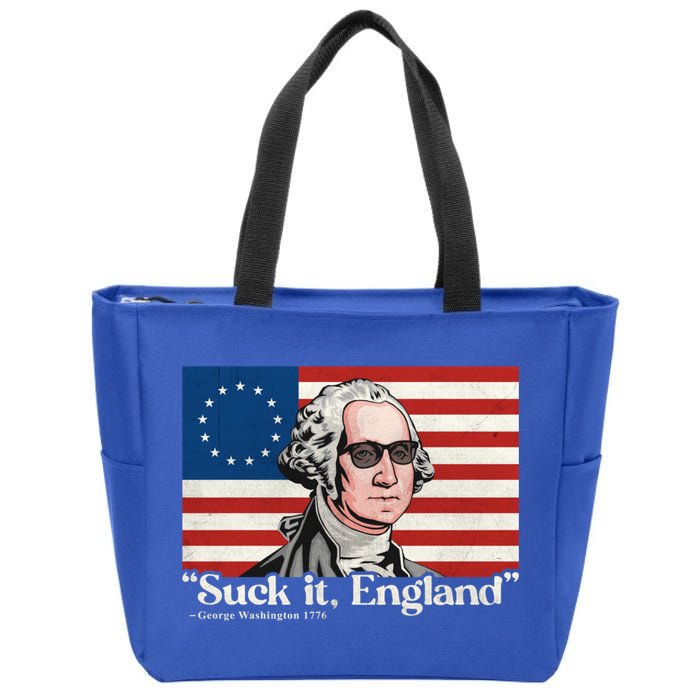 Funny 4th Of July Suck It England Patriotic 1776 USA Flag Zip Tote Bag