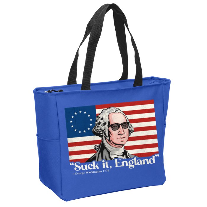 Funny 4th Of July Suck It England Patriotic 1776 USA Flag Zip Tote Bag