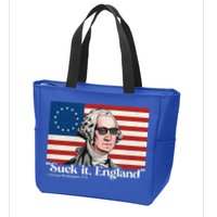 Funny 4th Of July Suck It England Patriotic 1776 USA Flag Zip Tote Bag