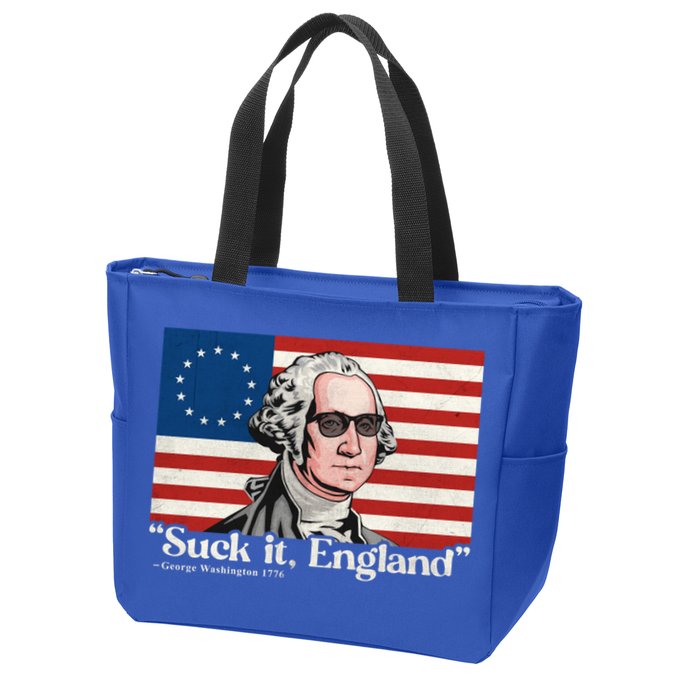 Funny 4th Of July Suck It England Patriotic 1776 USA Flag Zip Tote Bag