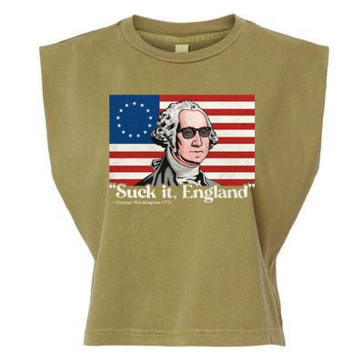 Funny 4th Of July Suck It England Patriotic 1776 USA Flag Garment-Dyed Women's Muscle Tee