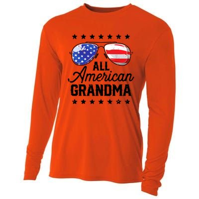 Family 4th Of July, Matching Grandma American Flag Cooling Performance Long Sleeve Crew