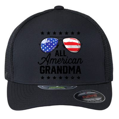 Family 4th Of July, Matching Grandma American Flag Flexfit Unipanel Trucker Cap