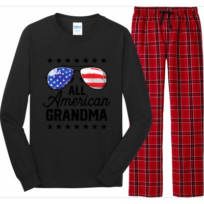 Family 4th Of July, Matching Grandma American Flag Long Sleeve Pajama Set