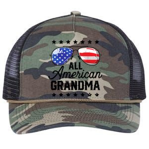 Family 4th Of July, Matching Grandma American Flag Retro Rope Trucker Hat Cap