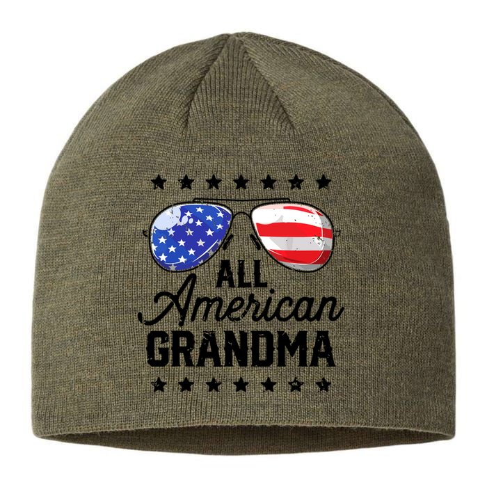 Family 4th Of July, Matching Grandma American Flag Sustainable Beanie