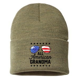 Family 4th Of July, Matching Grandma American Flag Sustainable Knit Beanie