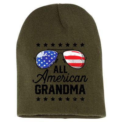 Family 4th Of July, Matching Grandma American Flag Short Acrylic Beanie