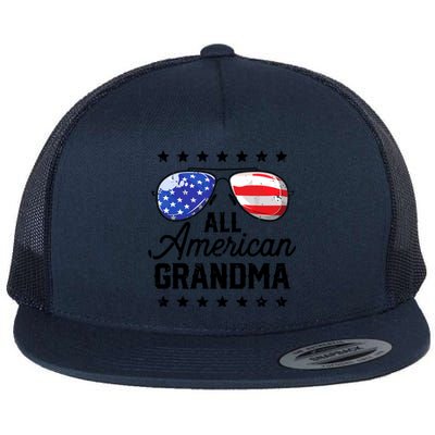 Family 4th Of July, Matching Grandma American Flag Flat Bill Trucker Hat