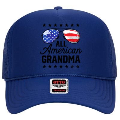 Family 4th Of July, Matching Grandma American Flag High Crown Mesh Back Trucker Hat