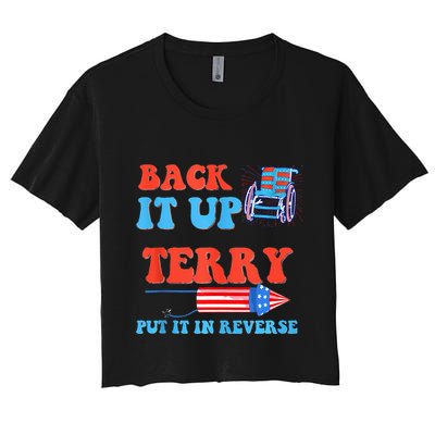 Funny 4th Of July Firework Meme Put It In Reverse Terry Crop Top