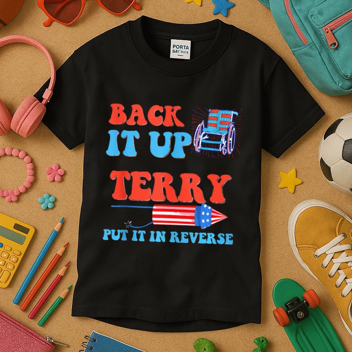 Funny 4th Of July Firework Meme Put It In Reverse Terry Kids T-Shirt