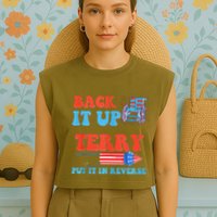 Funny 4th Of July Firework Meme Put It In Reverse Terry Garment-Dyed Women's Muscle Tee