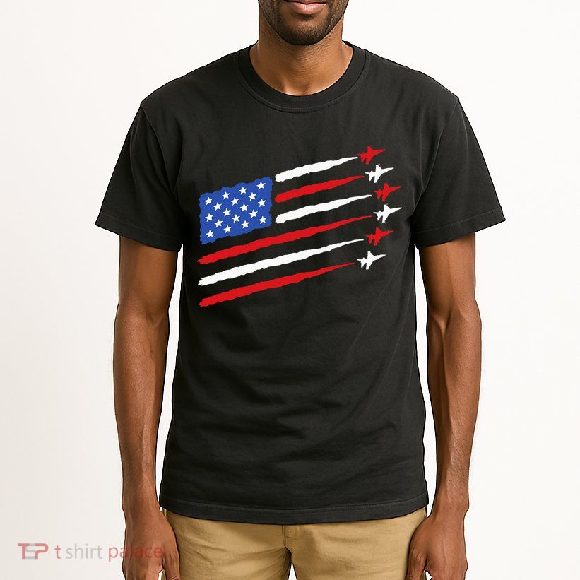 Funny 4th of July Fighter Jets USA American Flag Celebration Tall T-Shirt