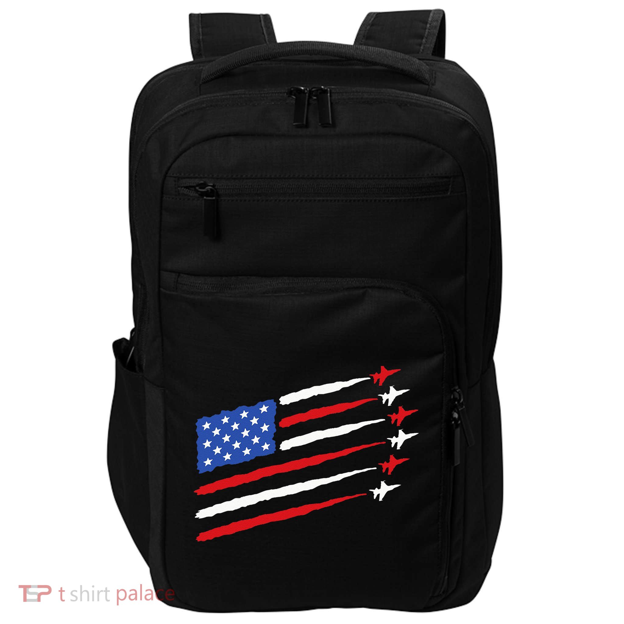 Funny 4th of July Fighter Jets USA American Flag Celebration Impact Tech Backpack