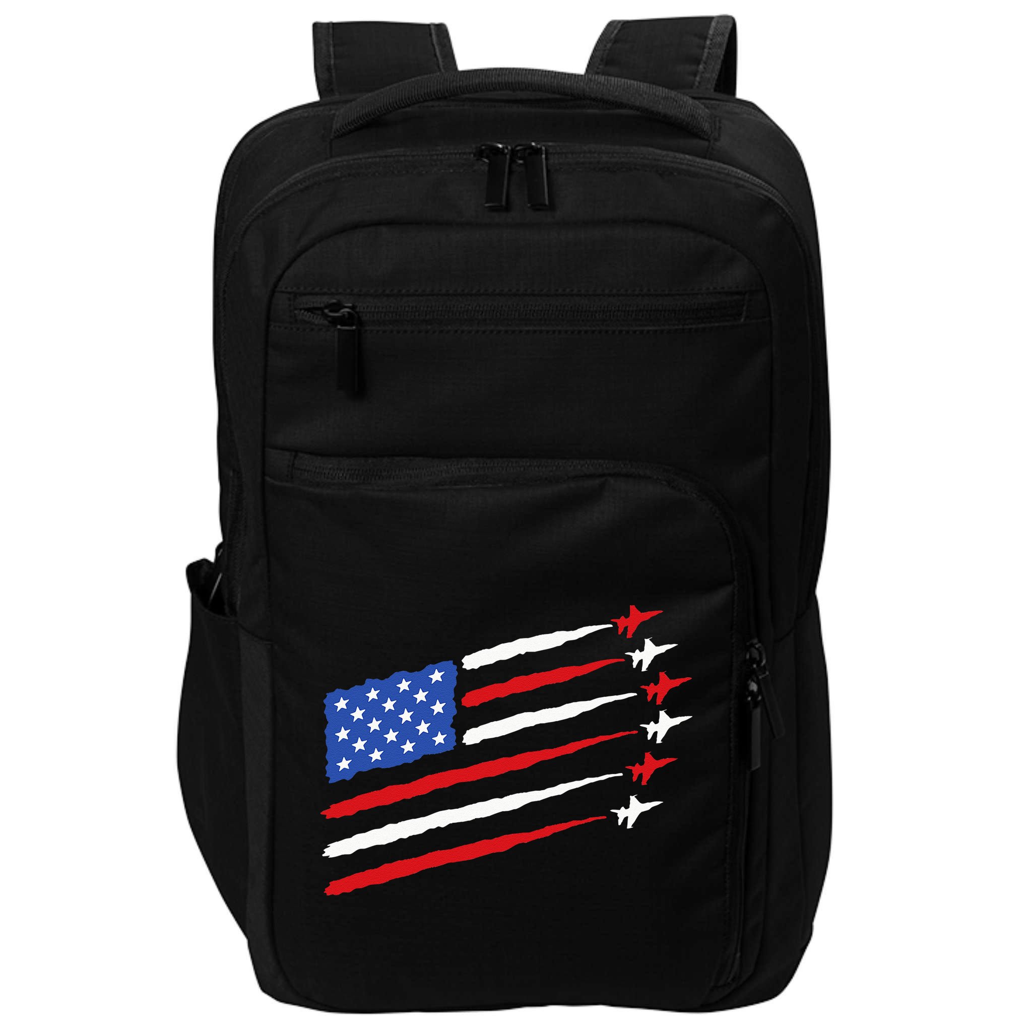 Funny 4th of July Fighter Jets USA American Flag Celebration Impact Tech Backpack