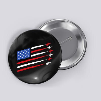 Funny 4th of July Fighter Jets USA American Flag Celebration Button