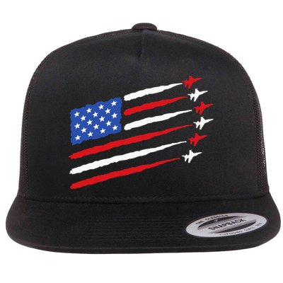 Funny 4th of July Fighter Jets USA American Flag Celebration Flatbill Hat