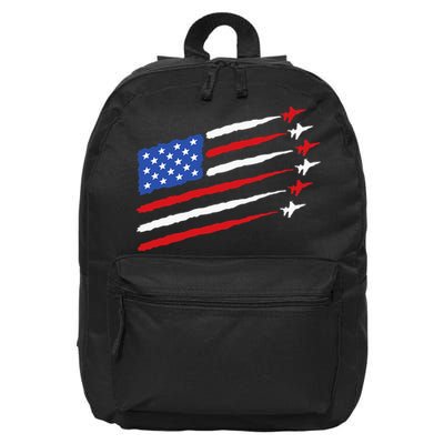 Funny 4th of July Fighter Jets USA American Flag Celebration 16 in Basic Backpack