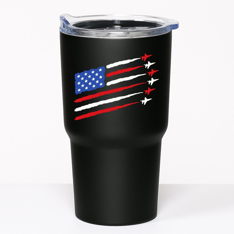 Funny 4th of July Fighter Jets USA American Flag Celebration Tumbler