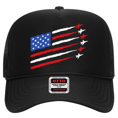 Funny 4th of July Fighter Jets USA American Flag Celebration Trucker Hat