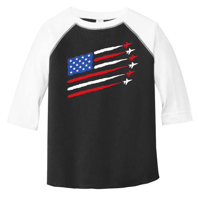 Funny 4th of July Fighter Jets USA American Flag Celebration Toddler Fine Jersey T-Shirt