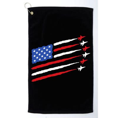 Funny 4th of July Fighter Jets USA American Flag Celebration Golf Towel