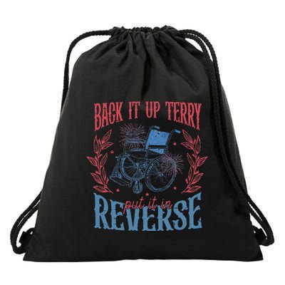 Funny 4th Of July Retro Back It Up Terry Put It In Reverse Drawstring Bag