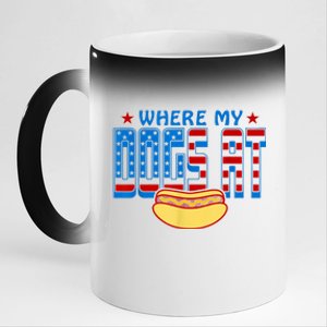 Funny 4th Of July Humor Hot Dog Lover Independence Day Gift Gift 11oz Black Color Changing Mug