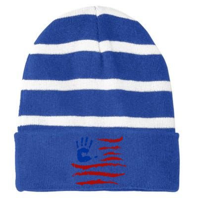 Firecrackers 4th Of July Usa America Flag Firework Funny Gift Striped Beanie with Solid Band