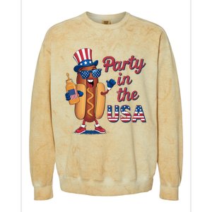 Funny 4th Of July Hot Dog Party In The Usa Colorblast Crewneck Sweatshirt