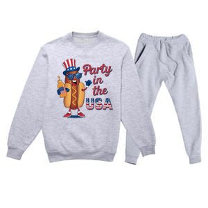 Funny 4th Of July Hot Dog Party In The Usa Premium Crewneck Sweatsuit Set