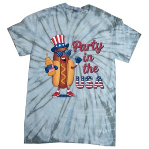 Funny 4th Of July Hot Dog Party In The Usa Tie-Dye T-Shirt