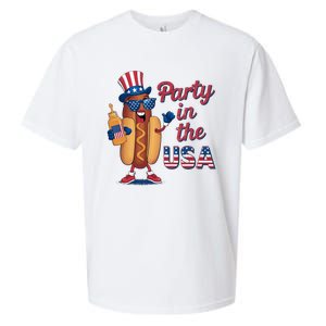 Funny 4th Of July Hot Dog Party In The Usa Sueded Cloud Jersey T-Shirt