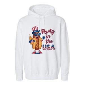 Funny 4th Of July Hot Dog Party In The Usa Garment-Dyed Fleece Hoodie