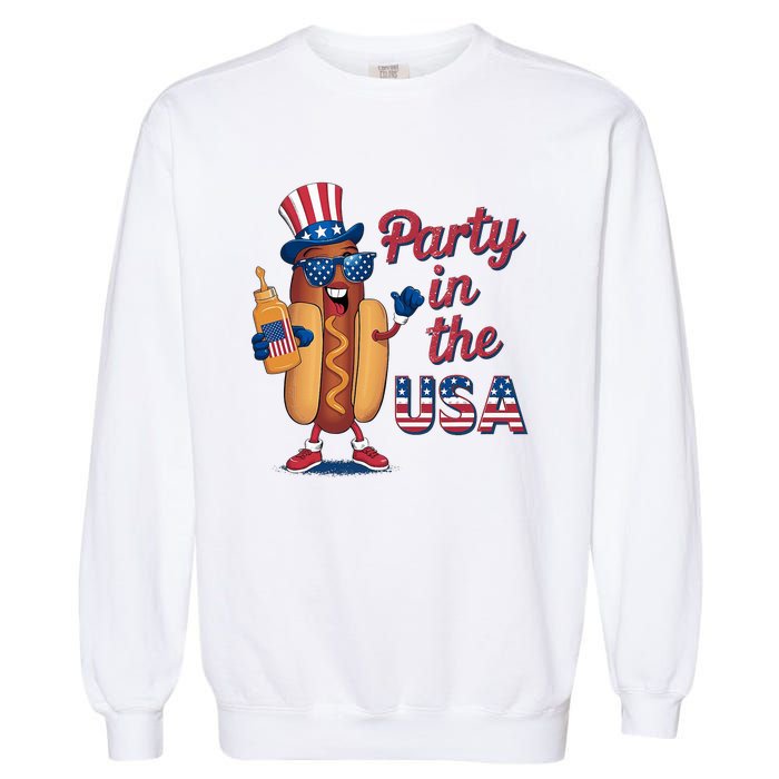 Funny 4th Of July Hot Dog Party In The Usa Garment-Dyed Sweatshirt