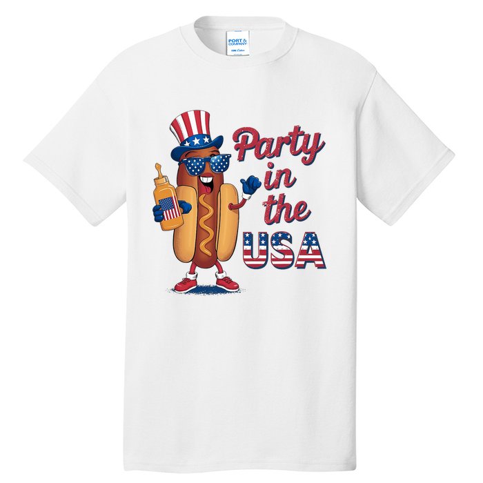 Funny 4th Of July Hot Dog Party In The Usa Tall T-Shirt