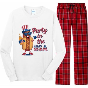 Funny 4th Of July Hot Dog Party In The Usa Long Sleeve Pajama Set