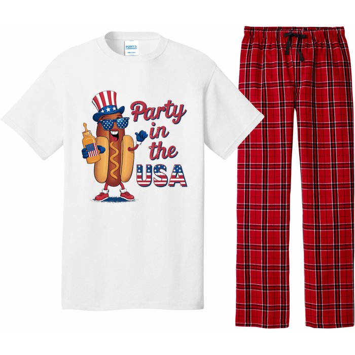 Funny 4th Of July Hot Dog Party In The Usa Pajama Set