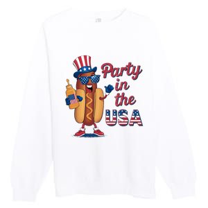 Funny 4th Of July Hot Dog Party In The Usa Premium Crewneck Sweatshirt