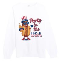 Funny 4th Of July Hot Dog Party In The Usa Premium Crewneck Sweatshirt