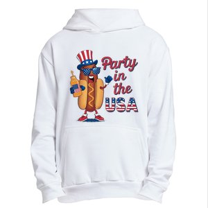 Funny 4th Of July Hot Dog Party In The Usa Urban Pullover Hoodie