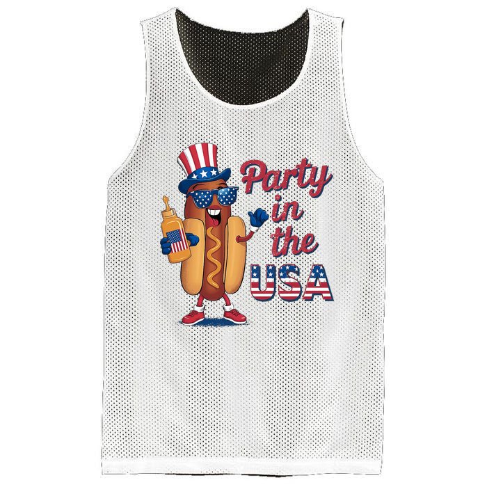 Funny 4th Of July Hot Dog Party In The Usa Mesh Reversible Basketball Jersey Tank