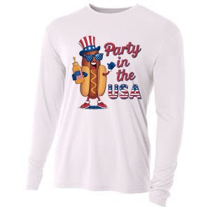 Funny 4th Of July Hot Dog Party In The Usa Cooling Performance Long Sleeve Crew