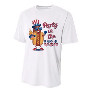 Funny 4th Of July Hot Dog Party In The Usa Performance Sprint T-Shirt