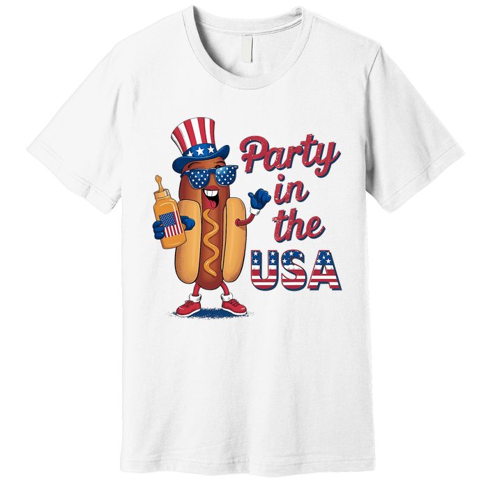 Funny 4th Of July Hot Dog Party In The Usa Premium T-Shirt